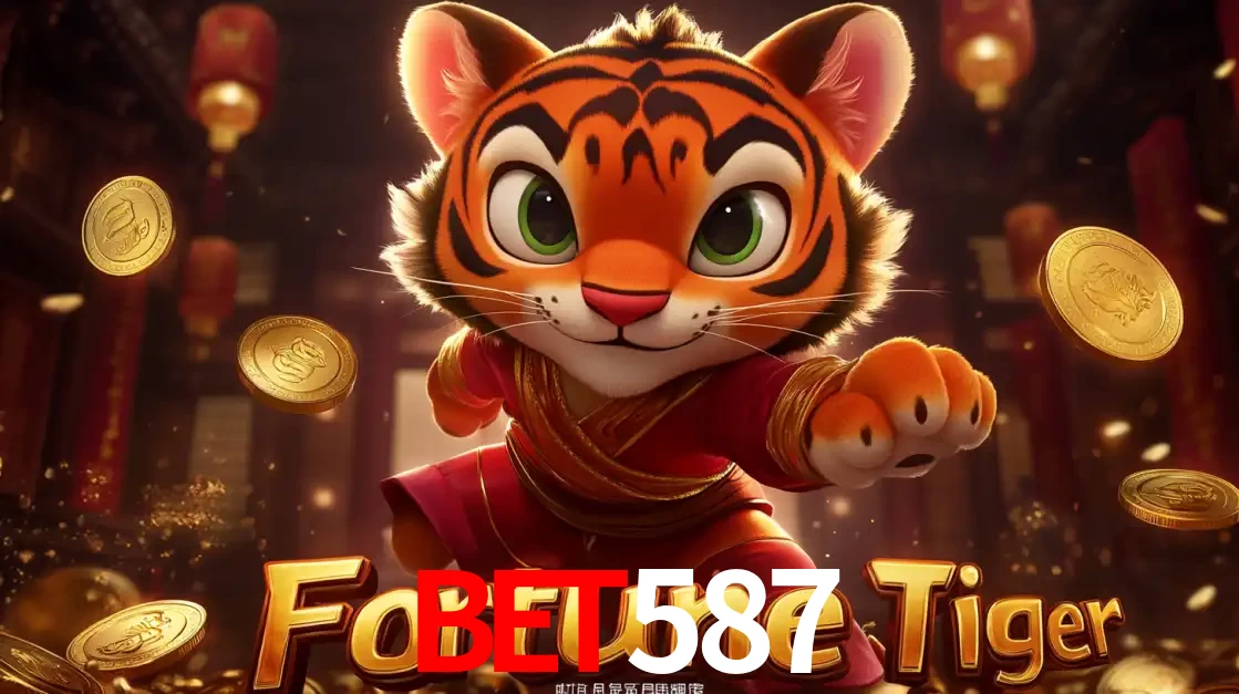 O carismático mascote do jogo de slot Fortune Tiger, um tigre fofo em pose de artes marciais, pronto para trazer sorte e multiplicadores de ganhos no cassino online bet587.