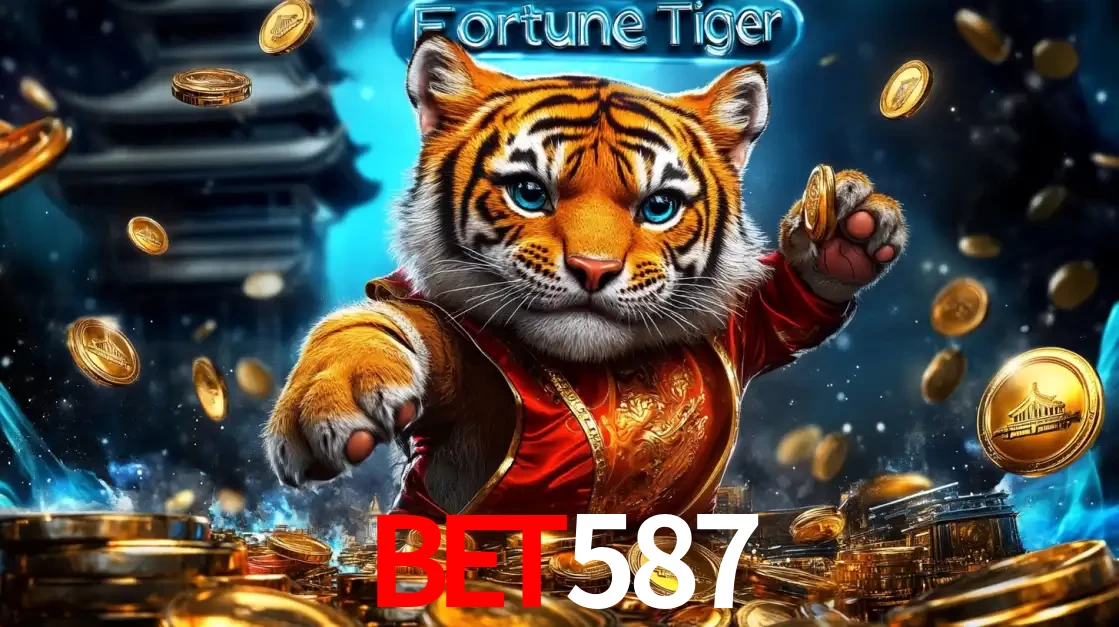 Imagem promocional do jogo de slot Fortune Tiger, com um tigre majestoso em traje tradicional cercado por uma fortuna em moedas de ouro, disponível agora no cassino bet587.